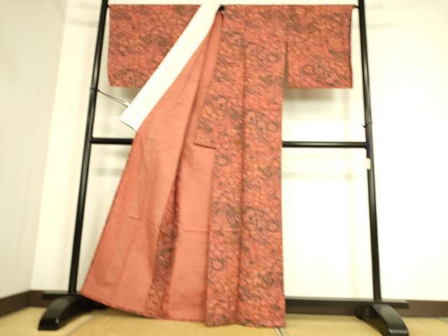 平和屋着物▽上質な小紋 紬地 単衣 辻が花 正絹 逸品 DAAS0986az