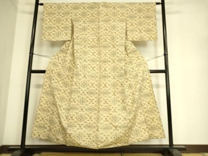 平和屋着物▽上質な紬 単衣 菱花文 正絹 逸品 DAAS0987az