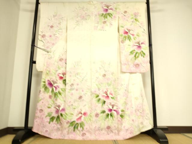 平和屋着物▽豪華振袖 単衣 舞花文 手描き 金銀彩 正絹 逸品 DAAS0988az