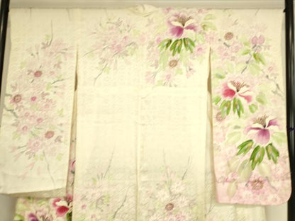 平和屋着物▽豪華振袖 単衣 舞花文 手描き 金銀彩 正絹 逸品 DAAS0988az
