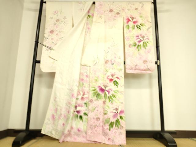 平和屋着物▽豪華振袖 単衣 舞花文 手描き 金銀彩 正絹 逸品 DAAS0988az