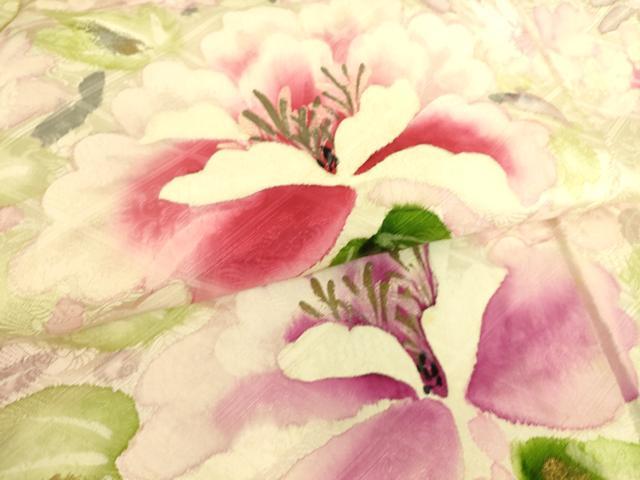 平和屋着物▽豪華振袖 単衣 舞花文 手描き 金銀彩 正絹 逸品 DAAS0988az