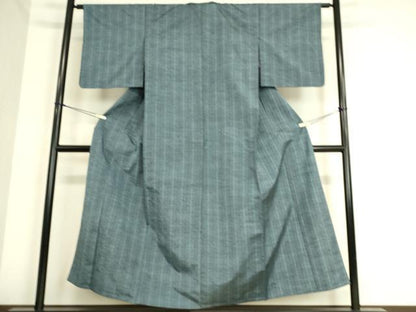 平和屋着物▽上質な紬 単衣 縞 正絹 逸品 DAAS0990az