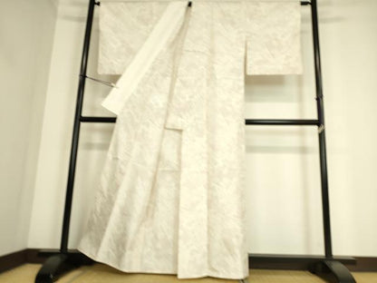 平和屋着物▽本場大島紬 白大島 単衣 色紙重ね文 100亀甲 正絹 逸品 DAAS0998az