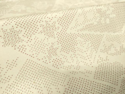 平和屋着物▽本場大島紬 白大島 単衣 色紙重ね文 100亀甲 正絹 逸品 DAAS0998az