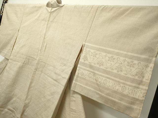 平和屋着物▽本塩沢 訪問着 単衣 横段草花文 正絹 逸品 DAAS1503ud
