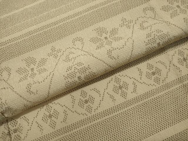 平和屋着物▽本塩沢 訪問着 単衣 横段草花文 正絹 逸品 DAAS1503ud