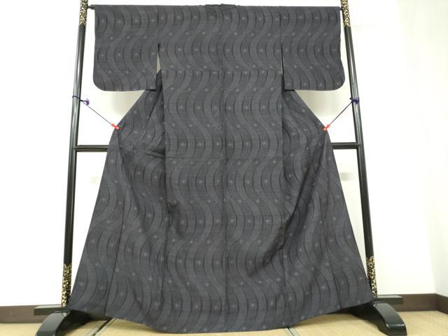 平和屋着物▽本場大島紬 単衣 9マルキ 変わり縞 正絹 逸品 DAAS1671ud