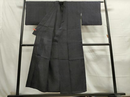 平和屋着物▽上質な紬 単衣 縞 正絹 逸品 DAAS1797ud