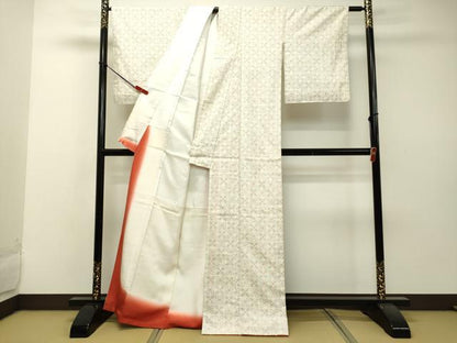 平和屋着物●上質な紬 格子花文 正絹 逸品 DAAS2001tw