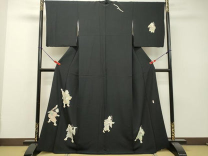 平和屋着物●訪問着 作家物 童子遊び 黒地 金彩 正絹 逸品 DAAS2008tw