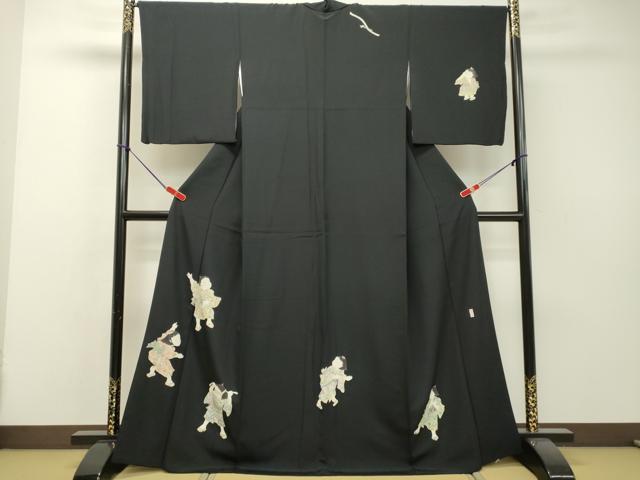 平和屋着物●訪問着 作家物 童子遊び 黒地 金彩 正絹 逸品 DAAS2008tw