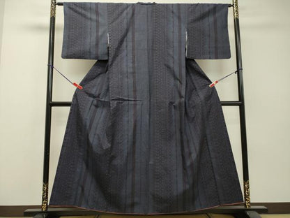 平和屋着物●結城紬　100亀甲　変わり間道　正絹　逸品　DAAS2015tw