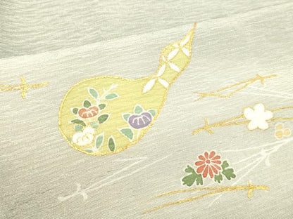 平和屋着物●訪問着 駒刺繍 瓢箪 ひょうたん 吹き寄せ花文 暈し染め 金彩 正絹 逸品 DAAS2026tw