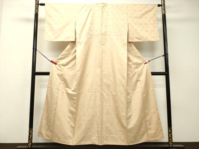 平和屋着物●上質な紬 工房布礼愛 草木染めの茜 草花地紋 肌色 証紙付き 正絹 逸品 DAAS2029tw