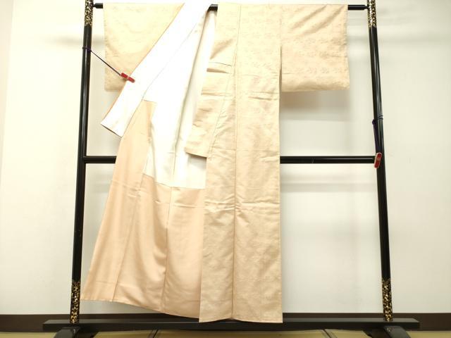 平和屋着物●上質な紬 工房布礼愛 草木染めの茜 草花地紋 肌色 証紙付き 正絹 逸品 DAAS2029tw