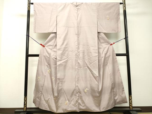 平和屋着物●訪問着 紬地 総刺繍 草花松文 暈し染め 金糸 正絹 逸品 DAAS2066tw