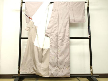 平和屋着物●訪問着 紬地 総刺繍 草花松文 暈し染め 金糸 正絹 逸品 DAAS2066tw