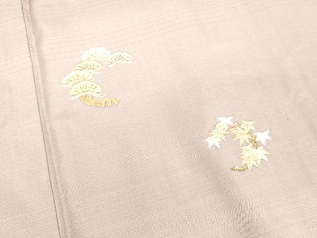 平和屋着物●訪問着 紬地 総刺繍 草花松文 暈し染め 金糸 正絹 逸品 DAAS2066tw