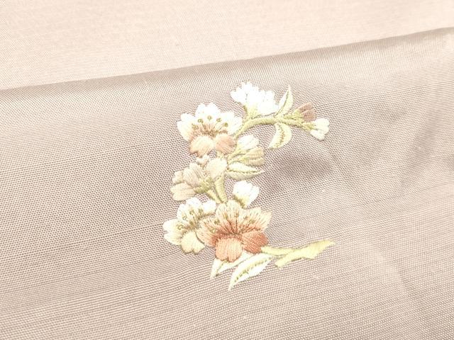 平和屋着物●訪問着 紬地 総刺繍 草花松文 暈し染め 金糸 正絹 逸品 DAAS2066tw