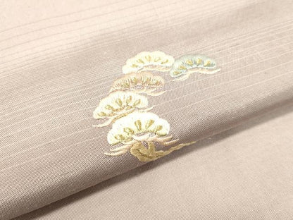 平和屋着物●訪問着 紬地 総刺繍 草花松文 暈し染め 金糸 正絹 逸品 DAAS2066tw