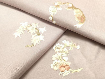 平和屋着物●訪問着 紬地 総刺繍 草花松文 暈し染め 金糸 正絹 逸品 DAAS2066tw