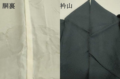 平和屋着物●訪問着 駒刺繍 流水雪輪枝蕾文 黒地 金彩 正絹 逸品 DAAS2080tw