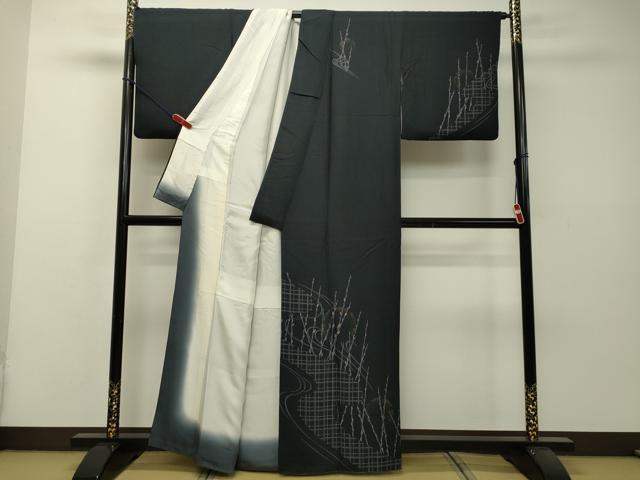 平和屋着物●訪問着 駒刺繍 流水雪輪枝蕾文 黒地 金彩 正絹 逸品 DAAS2080tw