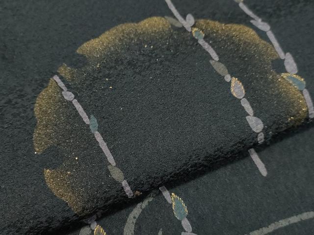 平和屋着物●訪問着 駒刺繍 流水雪輪枝蕾文 黒地 金彩 正絹 逸品 DAAS2080tw