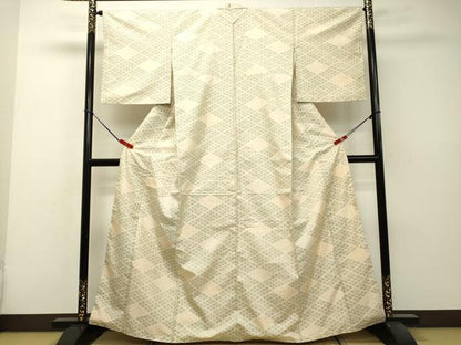 平和屋着物●本場大島紬　白大島　花菱文　正絹　逸品　DAAS2086tw