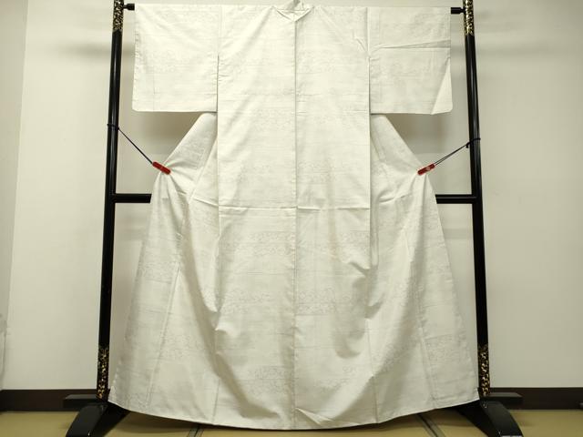 平和屋着物●本場大島紬　白大島　横段花文　正絹　逸品　DAAS2092tw
