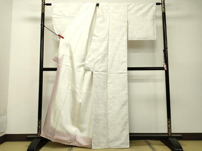 平和屋着物●本場大島紬　白大島　横段花文　正絹　逸品　DAAS2092tw