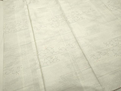 平和屋着物●本場大島紬　白大島　横段花文　正絹　逸品　DAAS2092tw
