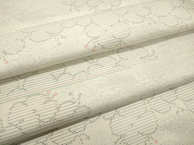 平和屋着物●本場大島紬　白大島　横段花文　正絹　逸品　DAAS2092tw