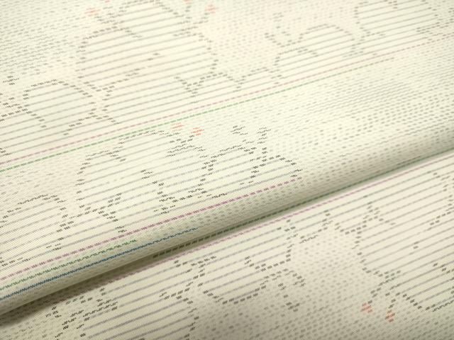 平和屋着物●本場大島紬　白大島　横段花文　正絹　逸品　DAAS2092tw
