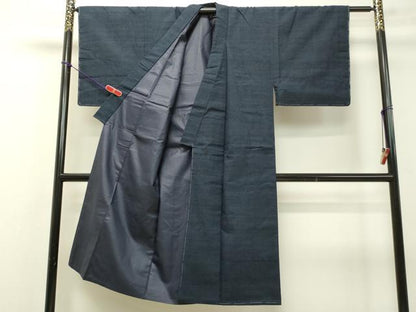平和屋着物●男性 紬 青藍色 正絹 逸品 未使用 DAAS2094tw