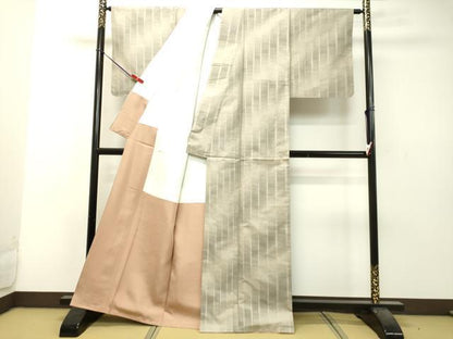 平和屋着物●本場大島紬　白大島　9マルキ　斜線文　木邑大島　証紙付き　正絹　逸品　未使用　DAAS2128tw