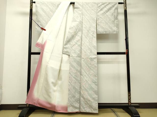 平和屋着物●本場大島紬　白大島　9マルキ　草花文　藤絹織物謹製　証紙付き　正絹　逸品　未使用　DAAS2160tw