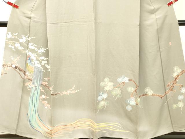 平和屋着物●十日町　加賀草木友禅の第一人者　田村哲彦　色留袖　尾長鳥枝花松文　暈し染め　正絹　逸品　DAAS2172tw