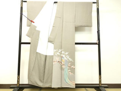 平和屋着物●十日町　加賀草木友禅の第一人者　田村哲彦　色留袖　尾長鳥枝花松文　暈し染め　正絹　逸品　DAAS2172tw