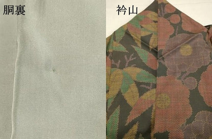平和屋着物●本場大島紬　7マルキ　草花文　ますいわ屋扱い　正絹　逸品　DAAS2212tw