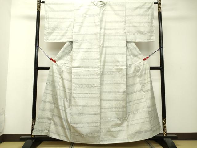 平和屋着物●本場大島紬 白大島 9マルキ 横段文 正絹 逸品 DAAS2335tw