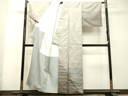 平和屋着物●訪問着　聚蚕紬　幾何学文様　正絹　逸品　DAAS2345tw