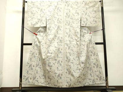 平和屋着物●本場大島紬 白大島 草葉文 正絹 逸品 DAAS2351tw