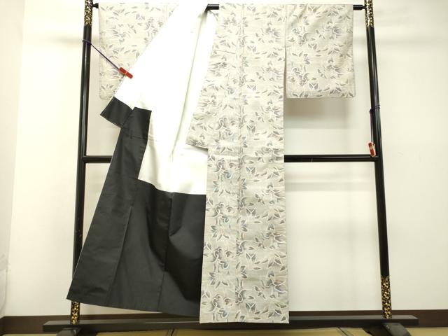 平和屋着物●本場大島紬 白大島 草葉文 正絹 逸品 DAAS2351tw