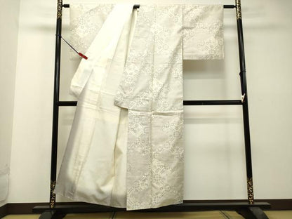 平和屋着物●本場大島紬　白大島　9マルキ　雲取り天井花文　正絹　逸品　DAAS2362tw