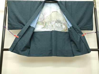 平和屋着物●男性　紬　アンサンブル　褐返色　正絹　逸品　DAAS2365tw