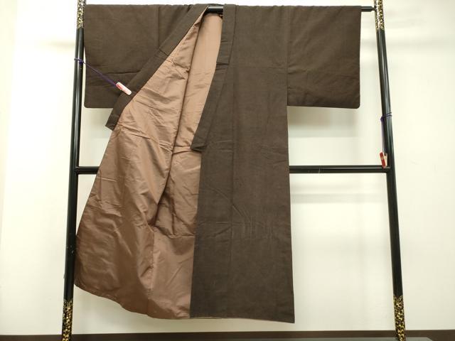 平和屋着物●男性 紬 アンサンブル 赤墨色 正絹 逸品 DAAS2369tw