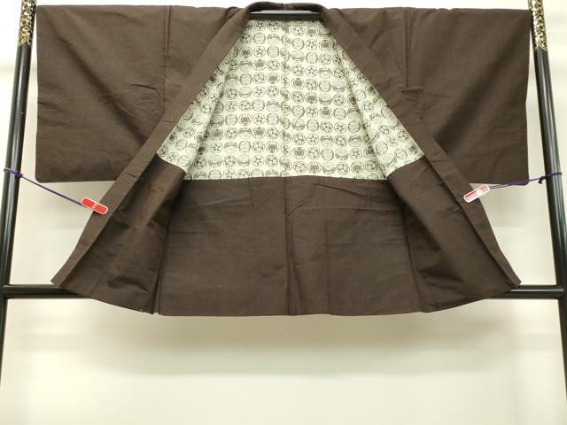 平和屋着物●男性 紬 アンサンブル 赤墨色 正絹 逸品 DAAS2369tw