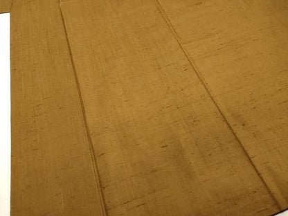 平和屋着物●男性　紬　アンサンブル　黄唐茶色　キングサイズ　正絹　逸品　DAAS2371tw